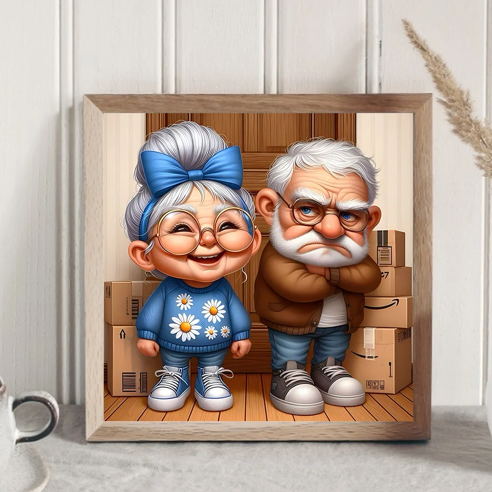 Diamond Painting - Full Round Drill - Old Couple(Canvas|30*30cm)
