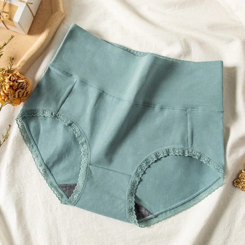 Women's Cotton Underwear Sexy Lace Panties Plus Size Fashion Printing Briefs High Waist Seamless Underpants Female Lingerie
