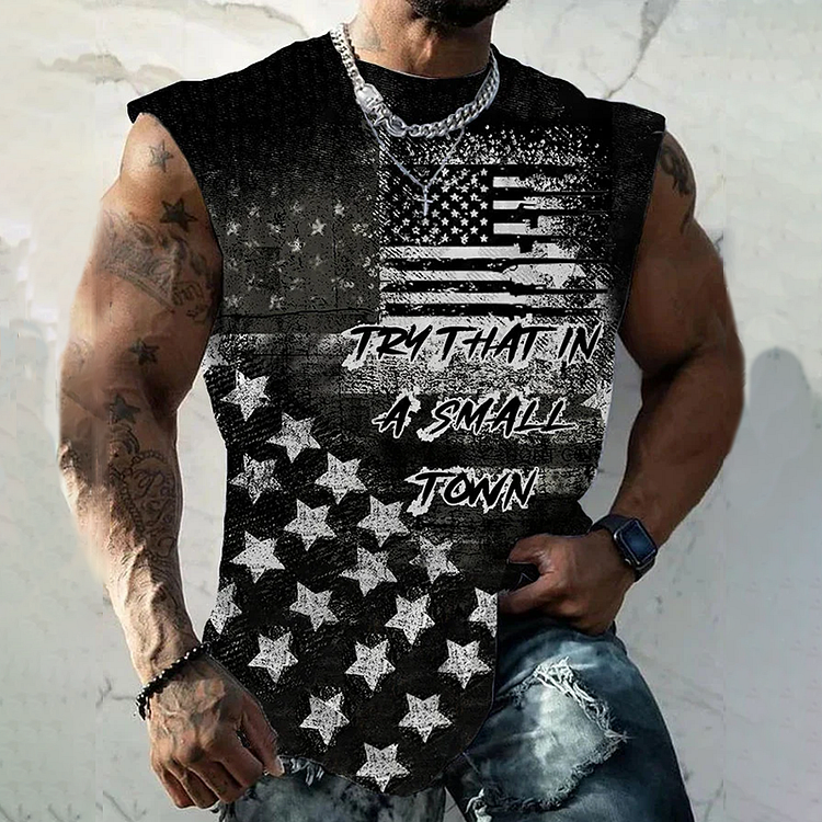 Comstylish Men's American Flag Try That In A Small Town Tank Top