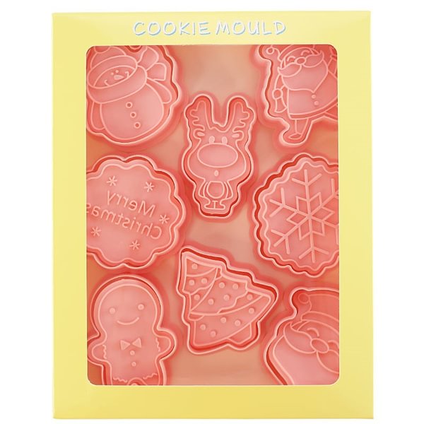 8 Pcs/Set DIY Christmas Cartoon Biscuit Mould Cookie Cutter 3D Biscuits Mold ABS Plastic Baking Mould Cookie Decorating Tools - Shop Trendy Women's Fashion | TeeYours