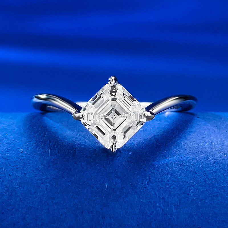 MIKAMU Jewelry S925 Sterling Silver 6*6 Diamond-Cut Tower Ring - Simple and Elegant
