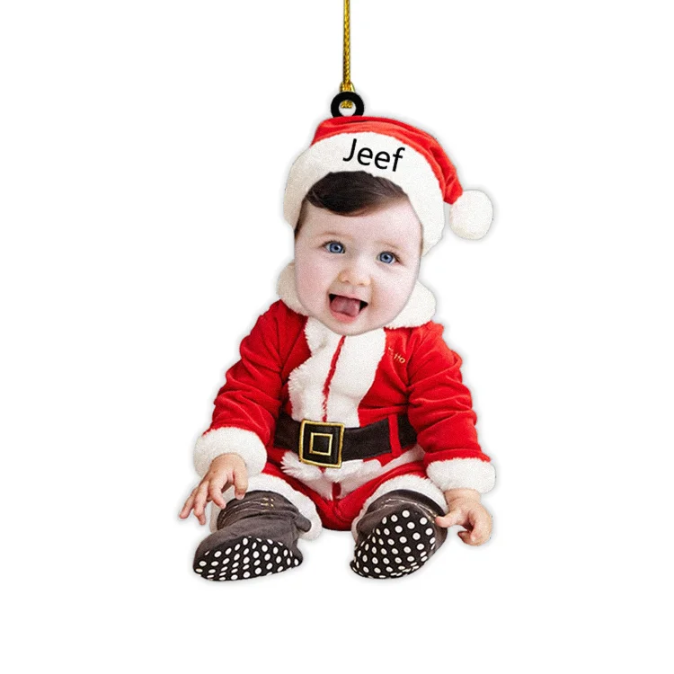 Holz Weihnachtsornament-Personalisiertes Foto & Name Baby Weihnachten Ornament