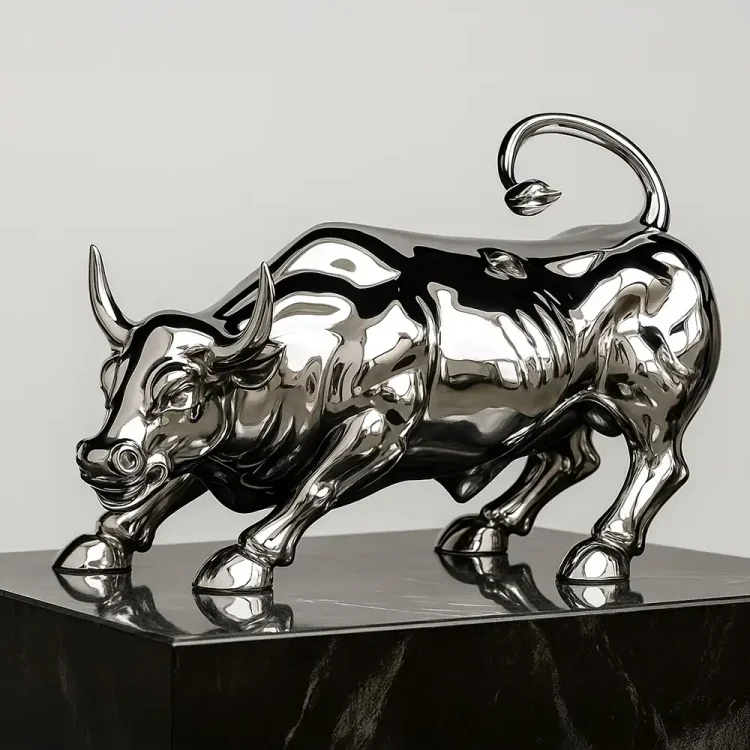 MaoPing Wall Street Bull stainless steel sculpture