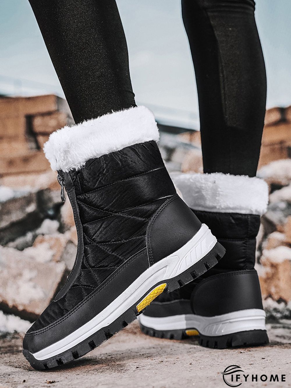 Winter Front Zip Thermal Lined Outdoor Snow Boots | IFYHOME