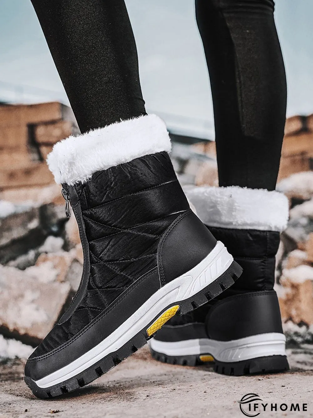 Winter Front Zip Thermal Lined Outdoor Snow Boots | IFYHOME