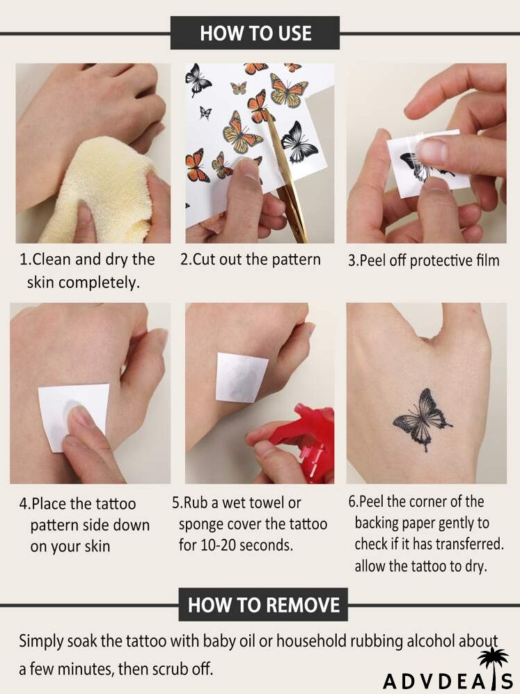 Figure & Flower Pattern Temporary Tattoo