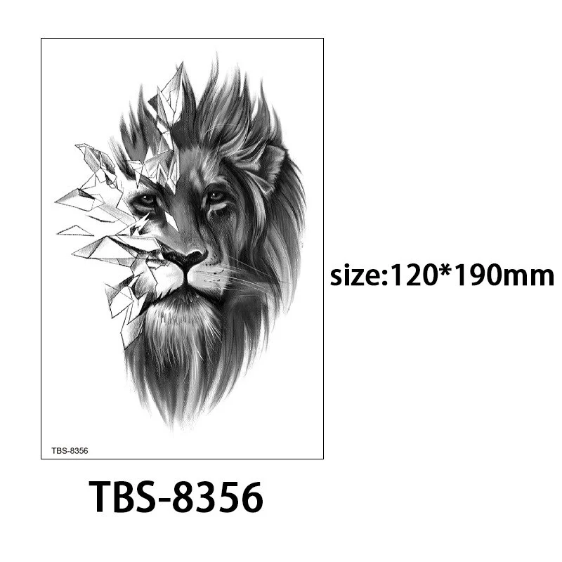 Sdrawing Forest King Animal Tattoo Sticker for Men Tiger Skull Skeleton Fake Tattoo for Women Wolf Tattoo Temporary Waterproof