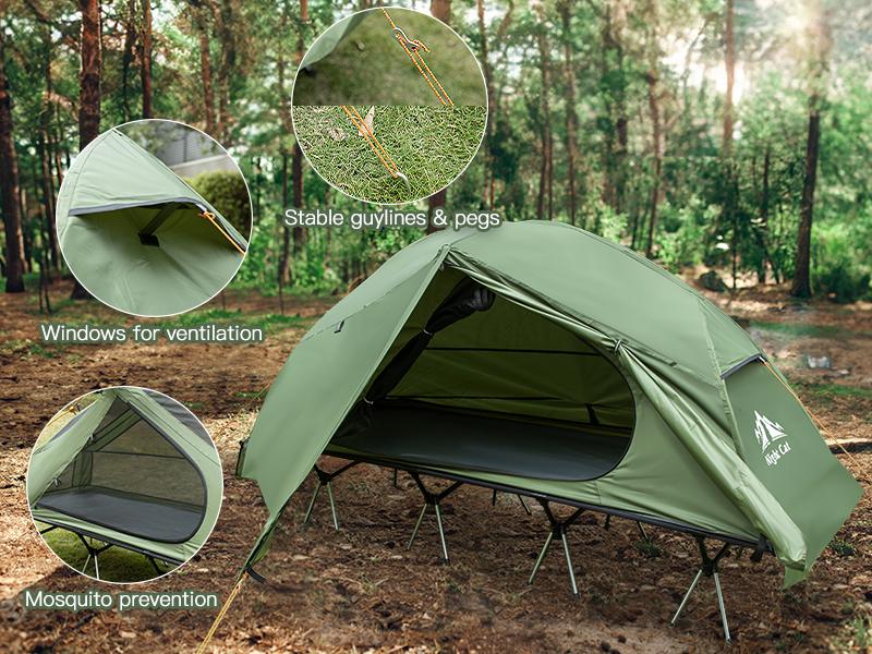 Product Introduction of Night Cat Camping Cot Tent - Waterproof 1-Person Off-Ground Combo Cot Bed for Adults Portable Easy Set-up Tent 34