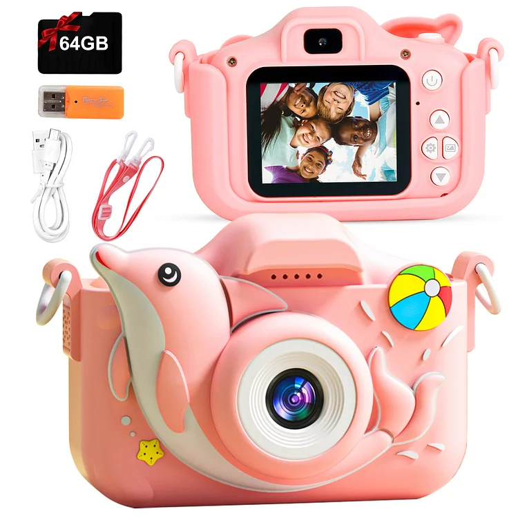 PayUSD Kids Selfie Camera Digital Camera for Kids 1080HD Unicorn Portable Camera for Boys Toddler Girl Toys Christmas Birthday Gift for Age 3 4 5 6 7 8 9 10 Year Old with 64GB SD Card