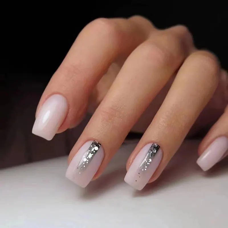 Churchf Churchf European Square Fake Nails Black Gradient Flash Powder Beauty Nail Film Powder Through Fashion Ins Wind Wear Armour