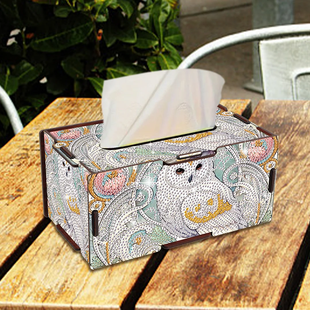 Wooden Diamond Painting Tissue Box for Home and Office Decoration (ZJH019)