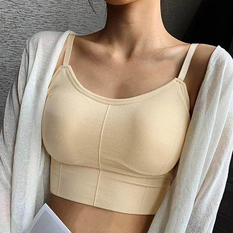Women Tank Crop Top Bra Underwear Seamless Tube Top Back Hollow Lingerie Wire Free Intimates With Removable Padded 2019