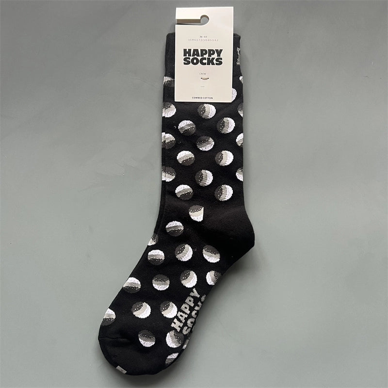 Women’s Vacation Minimalist Polka Dots Cotton Crew Socks A Pair