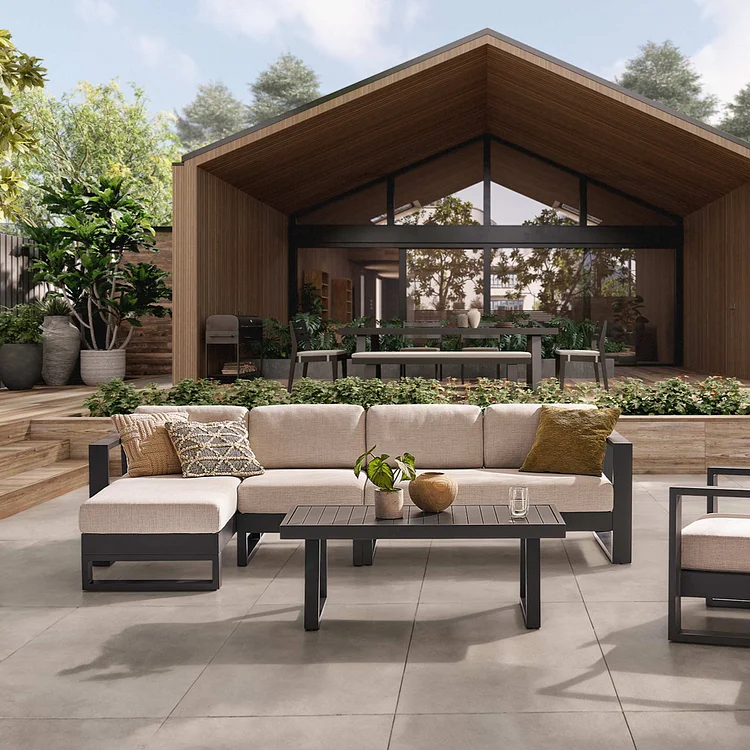 Rio Outdoor Extended Chaise Sectional Sofa