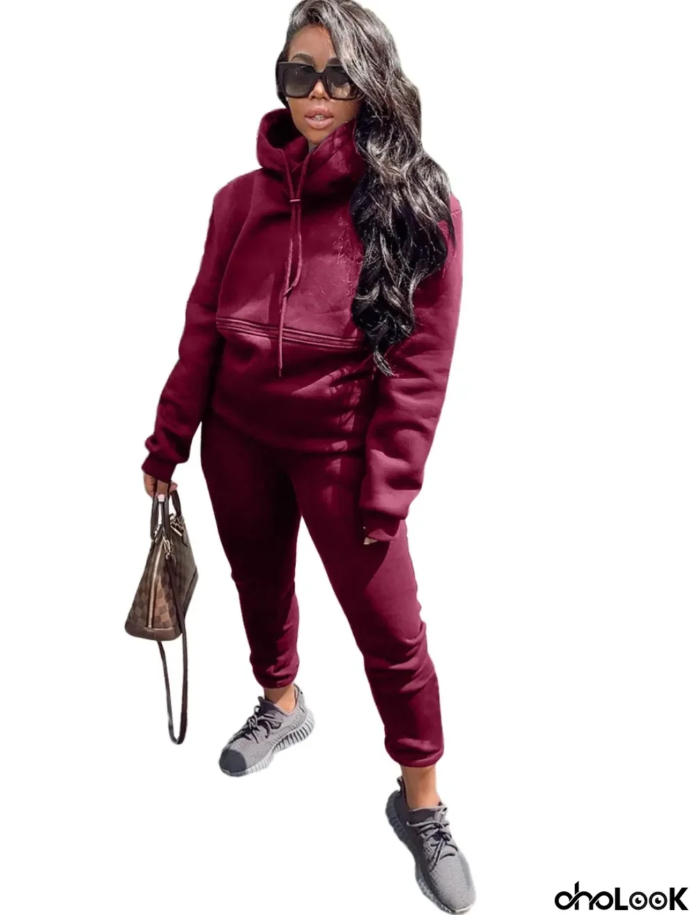 Autumn Blank Loose Hoodie Sweatsuit