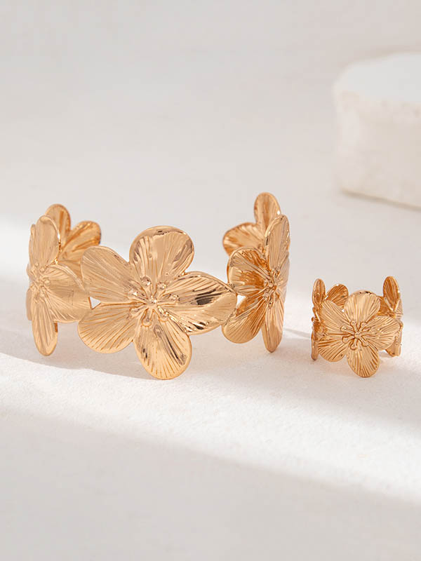 Geometric Flower Shape Rings Accessories Bracelet Accessories GOLD-A-One_size