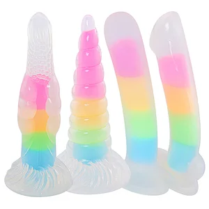 Rainbow Luminous Silicone Dildo With Suction Cup