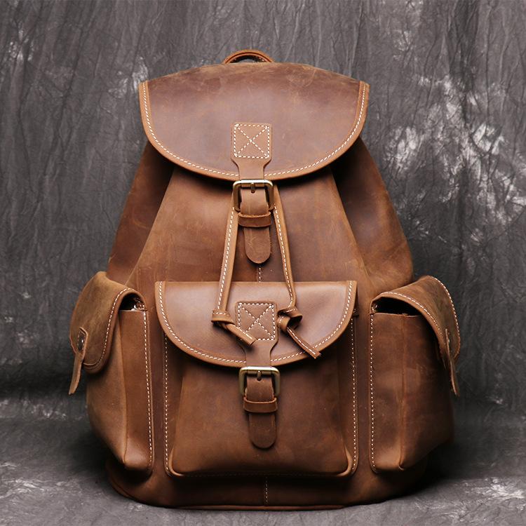 Men's Handmade Leather Travel Backpack