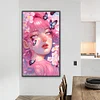 Diamond Painting -DIY Round Partial AB Drill Pink Butterfly Girl(45x75cm)