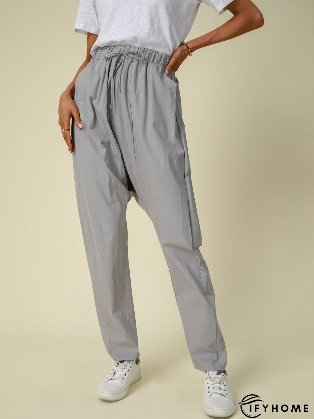 Casual Solid Pockets Harem Pants | IFYHOME