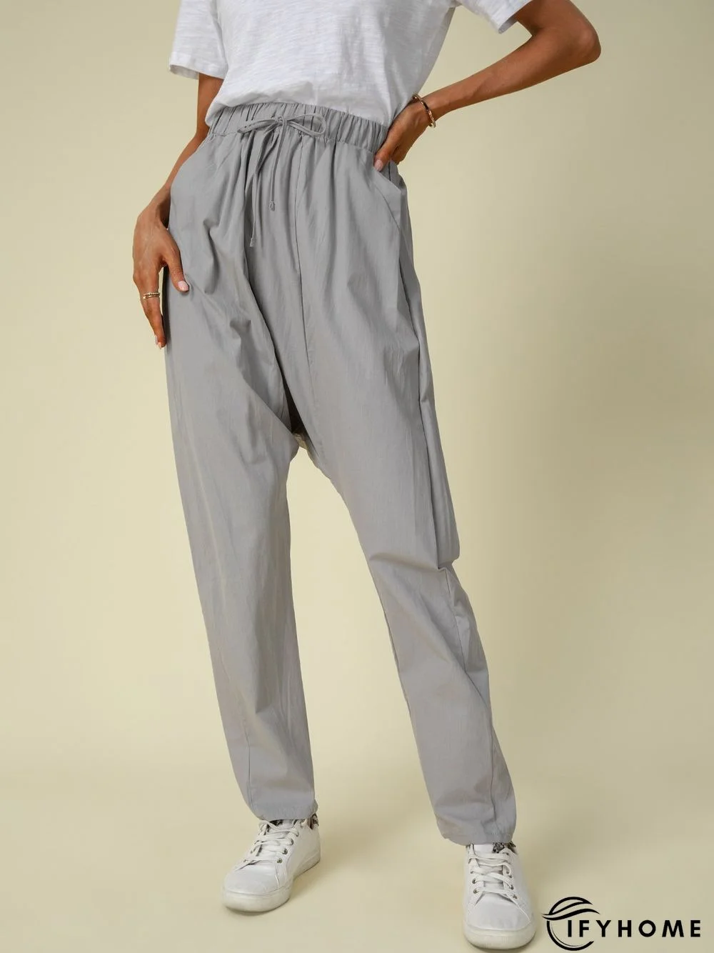 Casual Solid Pockets Harem Pants | IFYHOME