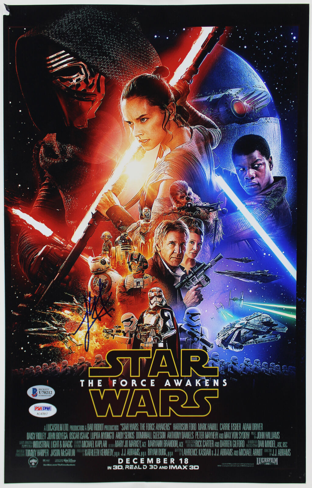 Lawrence Kasdan Star Wars The Force Awakens Signed 11x17 Photo Poster painting BAS #U70212