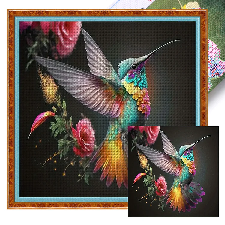 『YiShu』Flower Hummingbird - 11CT Stamped Cross Stitch(40*40cm)