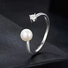 Natural Pearl Moissanite Adjustable Ring
