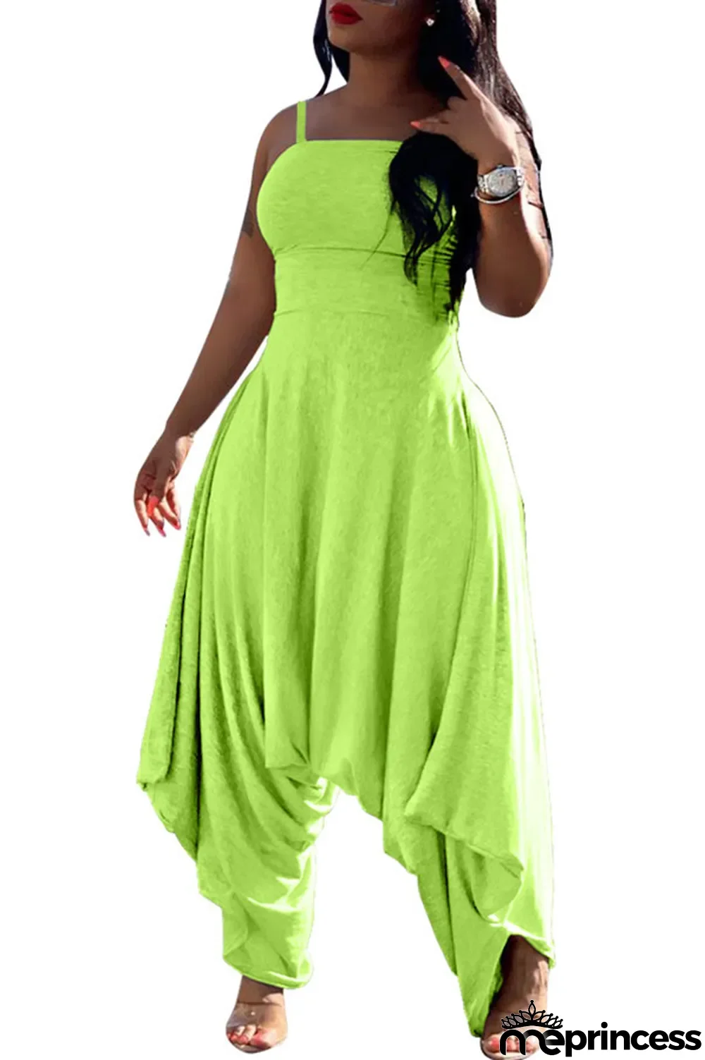 Blue Fashion Sexy Patchwork Solid Polyester Sleeveless Slip Jumpsuits