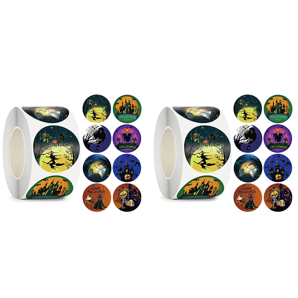 

Pumpkin Witch Stickers Roll Kids Halloween PVC Strip Decor Seal Label Gift, 1.5inch, 501 Original