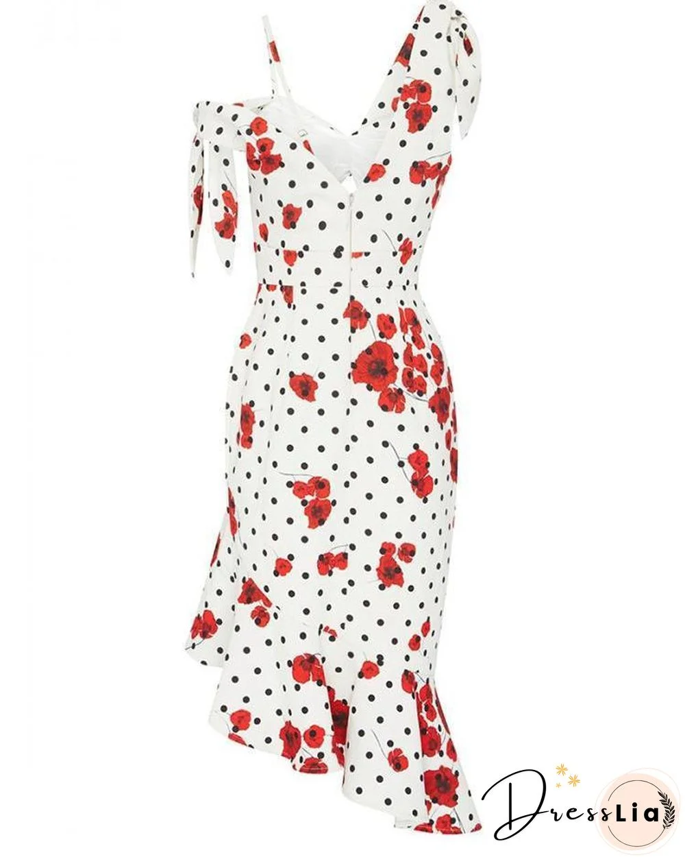 Tie Strap Twist Front Ruffle Hem Floral Dress P15967