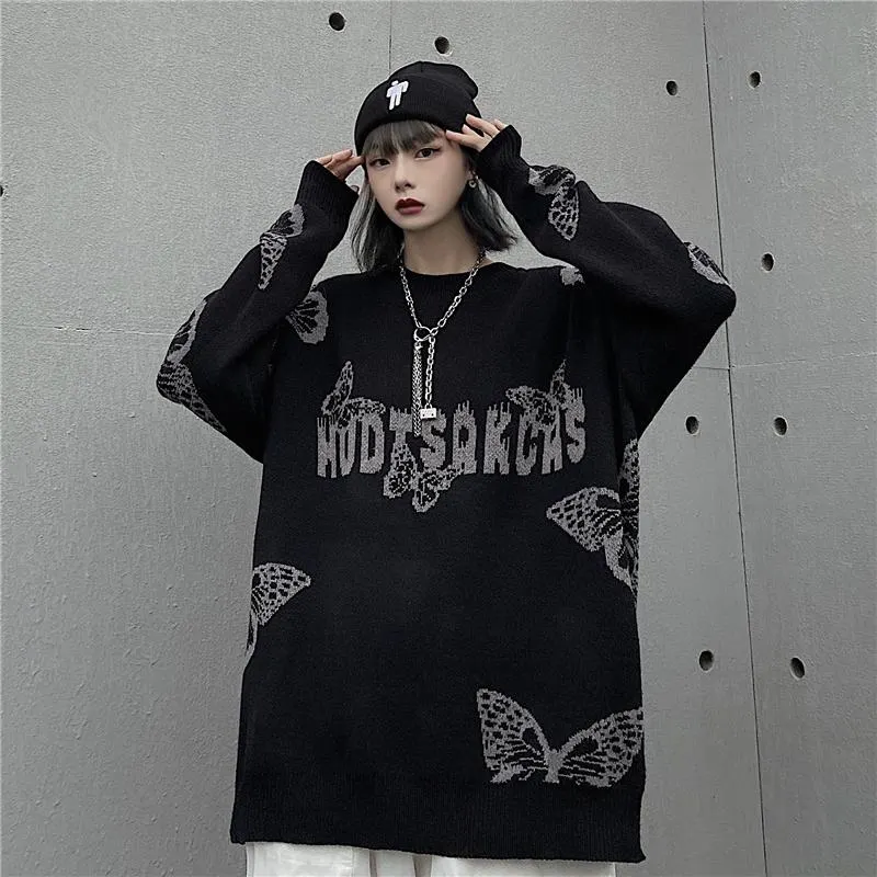 Goth' Dark Black Gothic Grunge Harajuku Butterfly Sweater main image 0