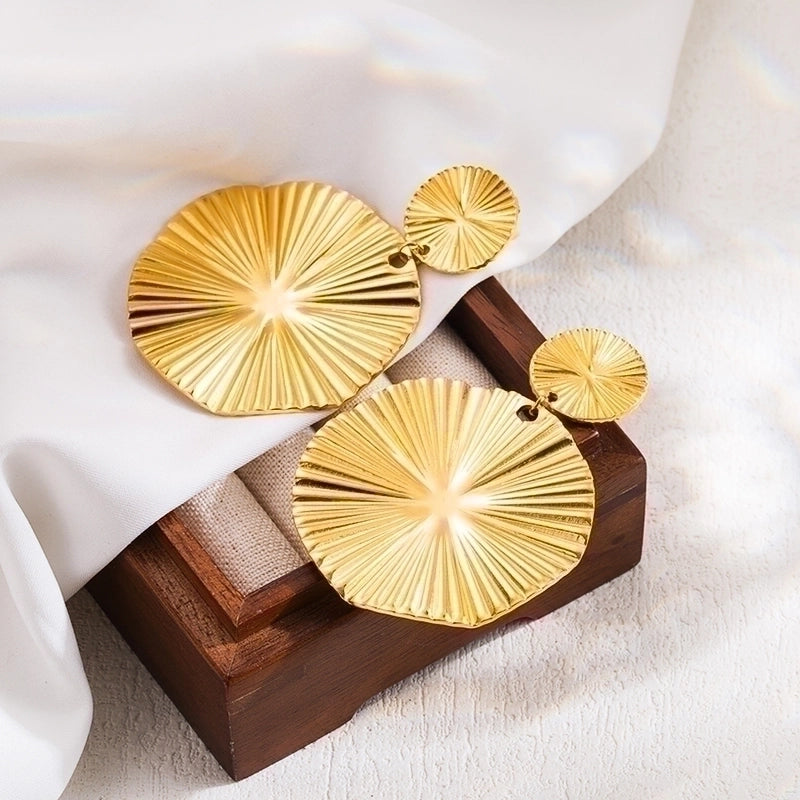 1 Pair Ig Style Minimalist Leaves Solid Color Flower Plating Stainless Steel 16k Gold Plated Drop Earrings