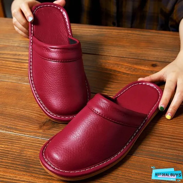 Christmas Gift Cheap Shoes Leather Slippers Men Indoor Home Shoes Spring New Style Flat High Quality Unisex House Slippers