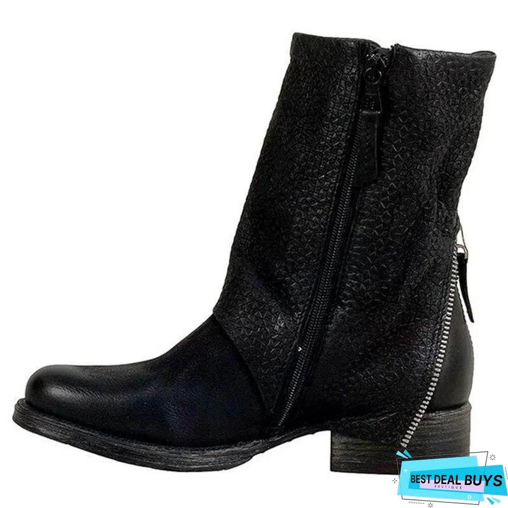 Retro Zipper Spring/Fall Ankle Boots
