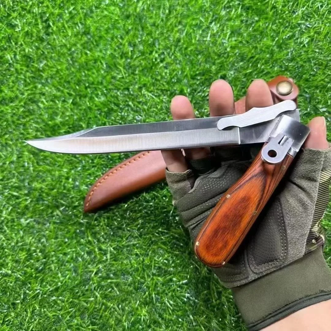 Longquan integrated keel hand-forged embroidered spring knife, ox tail knife, one-piece folding knife