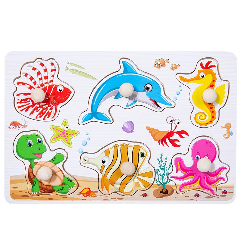 Wooden Nail Baby Animal Digital Hand Grip Board Wooden Children’s Three-dimensional Puzzle Puzzle Toy Yiwu Toy