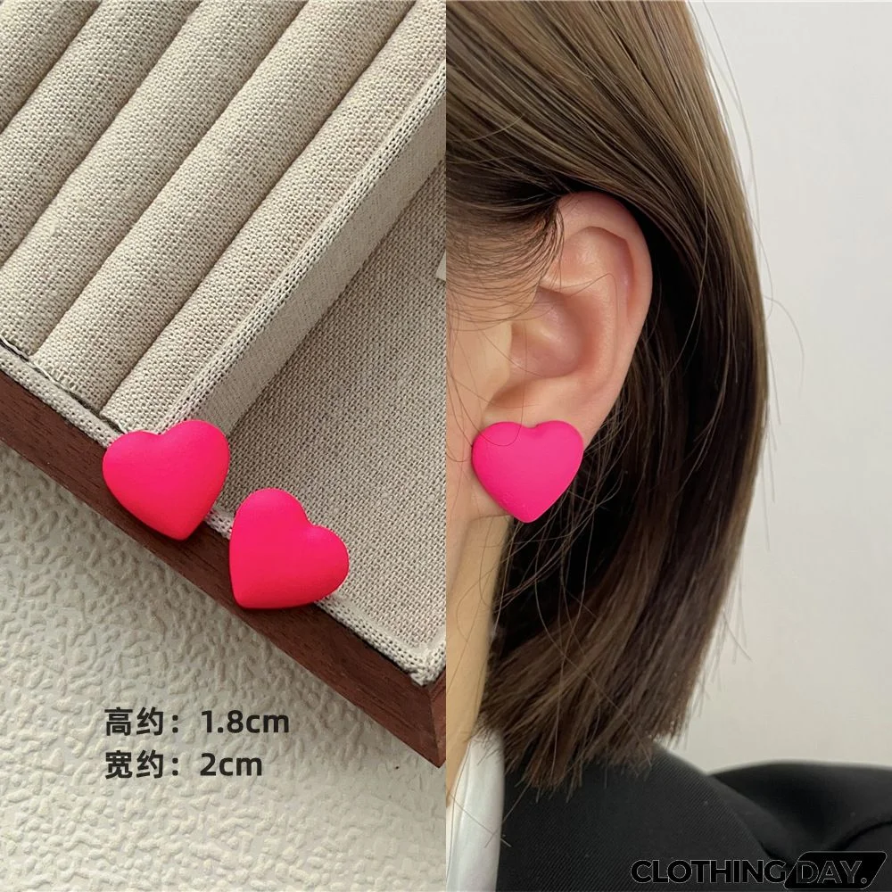 Women Fashion Geometric Fluorescent Rose Without Ear Hole Ear Clip Earrings