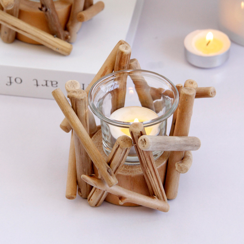 Original Drifting Wooden Candlestick