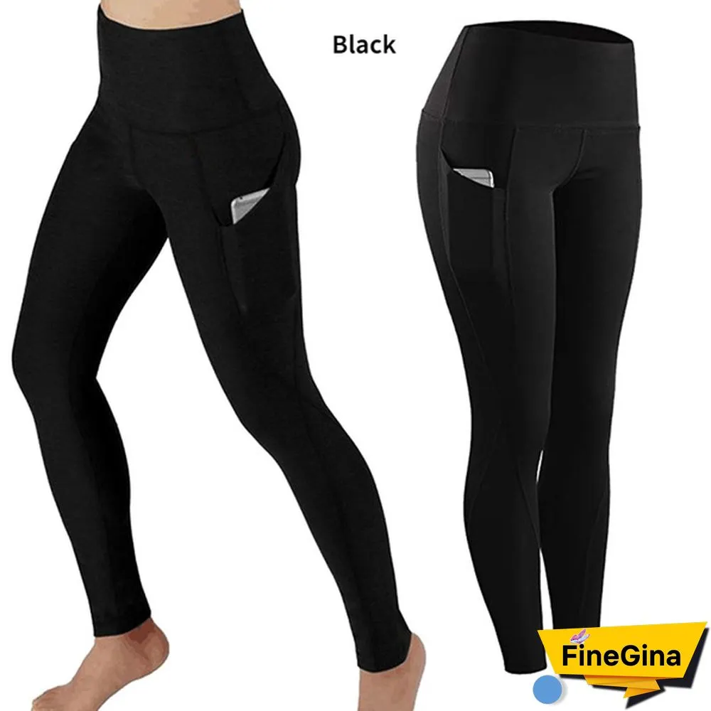 Fashion Women's High Waist Skinny Fitness Exercise Leggings with Pockets Gym Sport Workout Running Pant Comfy Yoga Trousers