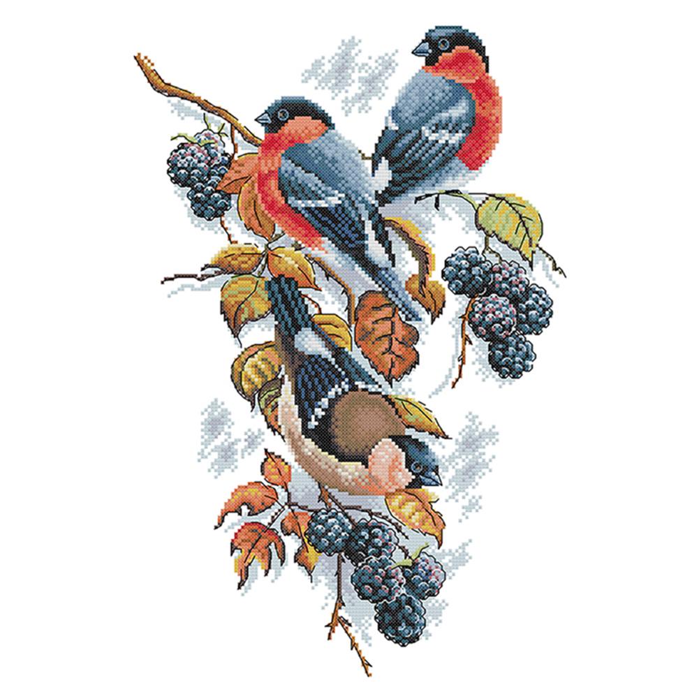 

Bullfinch And Blackberry - 14CT Stamped Cross Stitch - 33*45cm, 501 Original