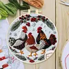 Chicken-DIY Embroidery Kit with Pattern Cotton Threads Needles Hoop 25*25cm/9.84*9.84in