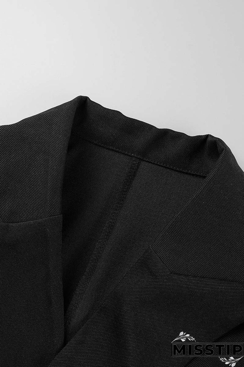 Black Casual Solid Patchwork Turn-back Collar Outerwear