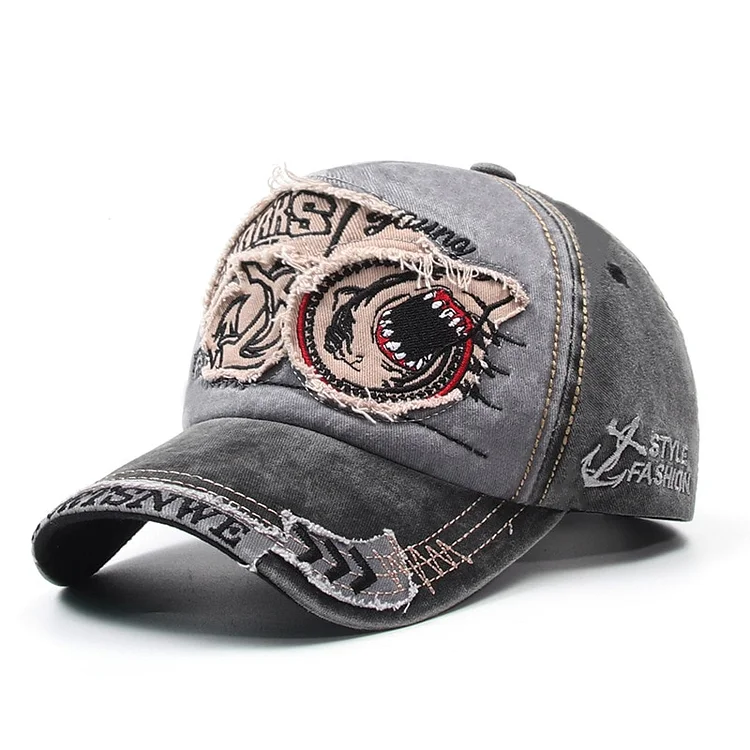 Shark baseball Cap Embroidered hat Men Solid Animal Cartoon Cotton Baseballs Cap at Hiphopee