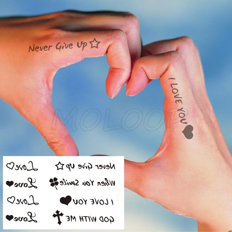 Water Transfer Tattoo Heart-shaped Lifeline Tattoo Body Art Waterproof Temporary Fake Flash Tattoo for Man Woman Kid 10.5*6cm