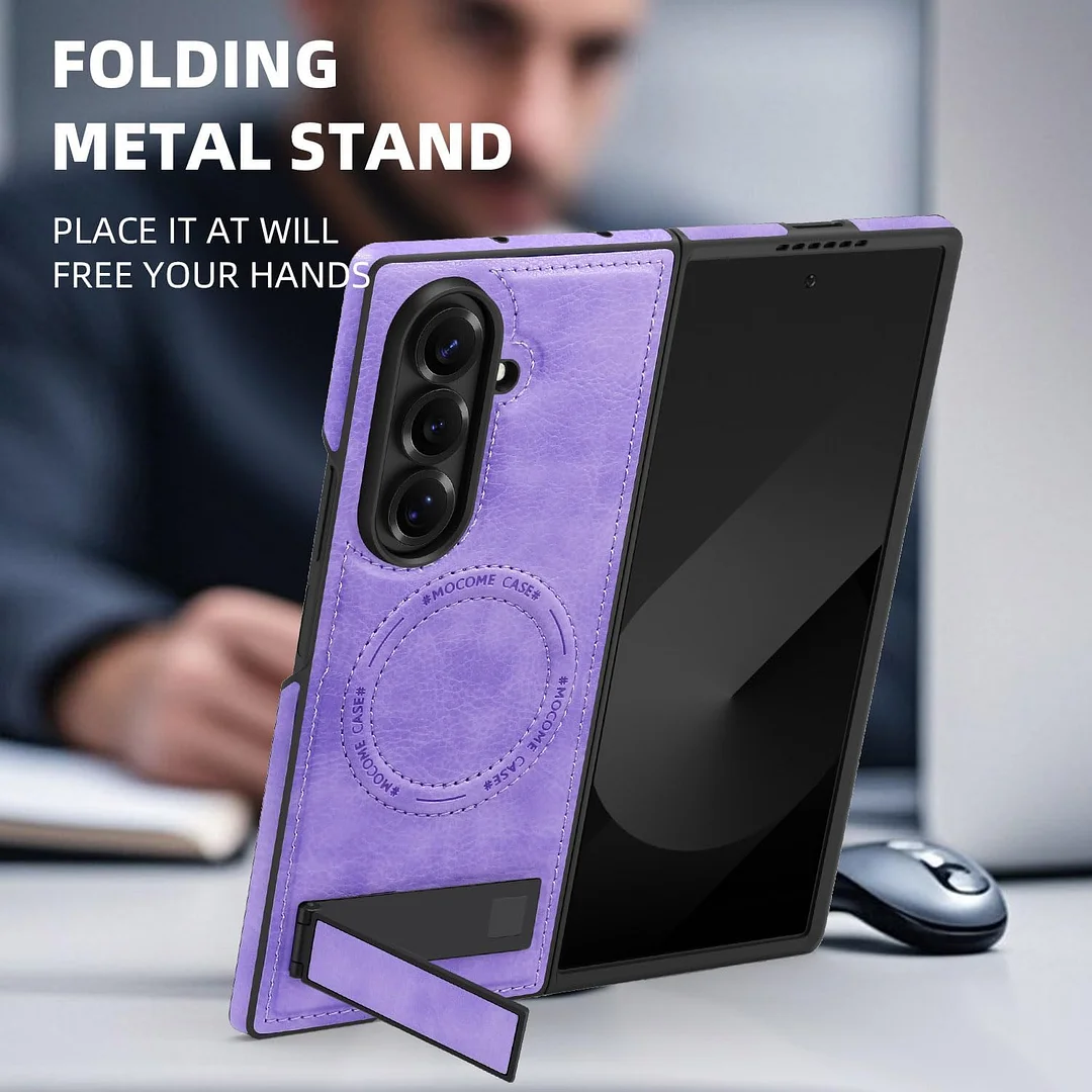 Samsung Galaxy Z Fold 6 Leather Case Magnetic Protective Case Holder Phone Case