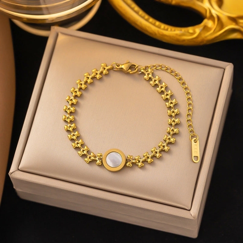 Elegant Basic Streetwear Heart Shape Butterfly Titanium Steel Zircon Bracelets In Bulk