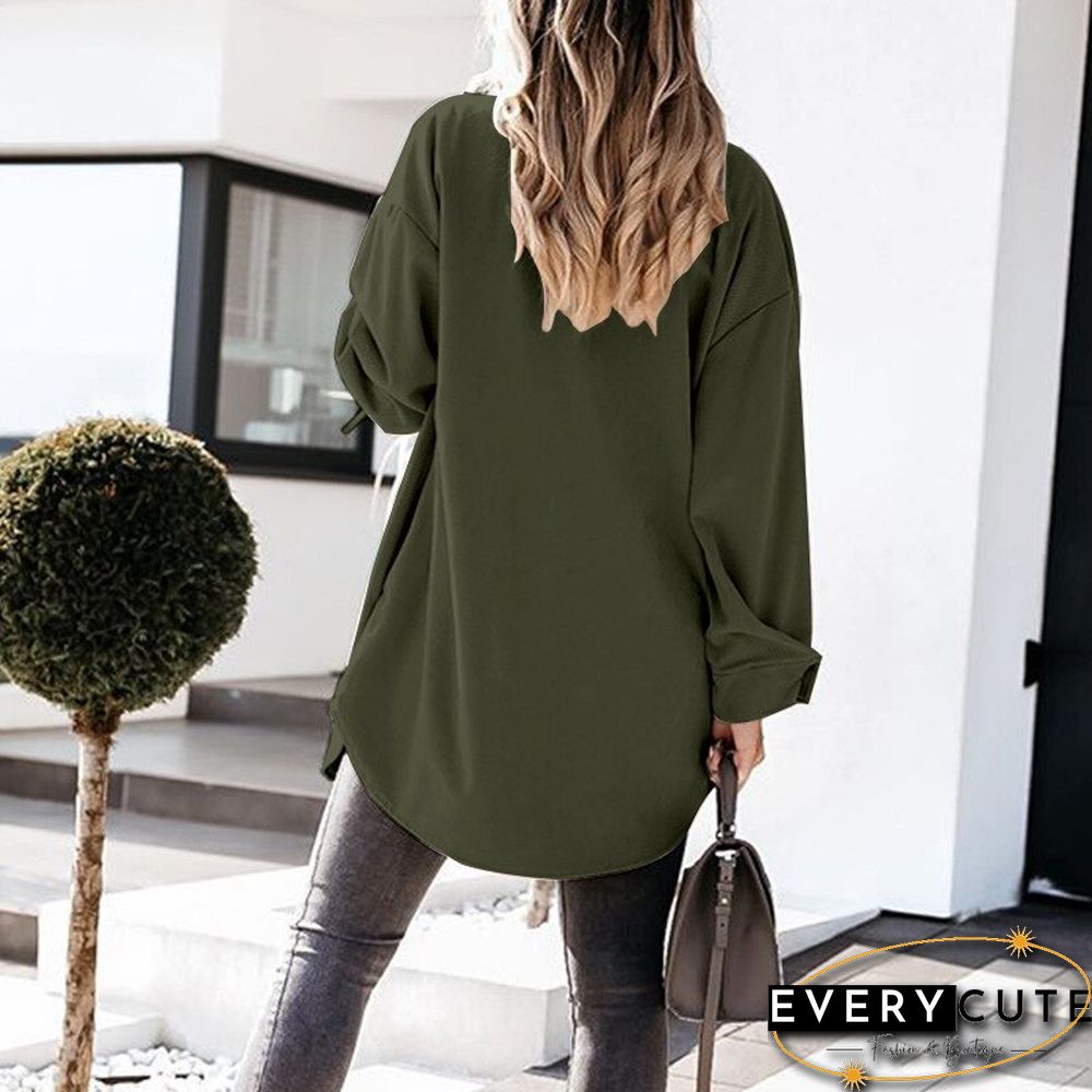 Elegant Solid Lapel Single-breasted Long Coat New Fashion All-Match Street Outwear Autumn Casual Long Sleeve Office Shirt Jacket