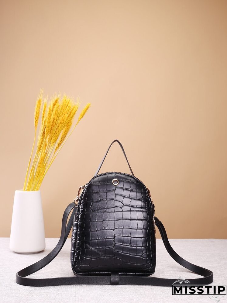 Zip Front Croc Embossed Backpack