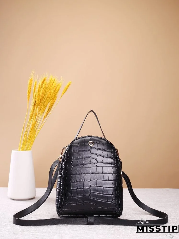 Zip Front Croc Embossed Backpack